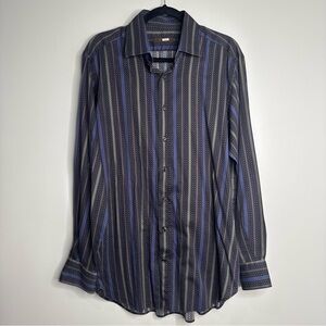 Etro Vintage 90s Men’s Multi Striped Pattern 100% Cotton Button Down Shirt 44